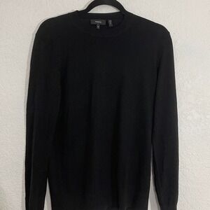 Theory Quiet Luxury Black Regal Wool Minimalist Crewneck Sweater